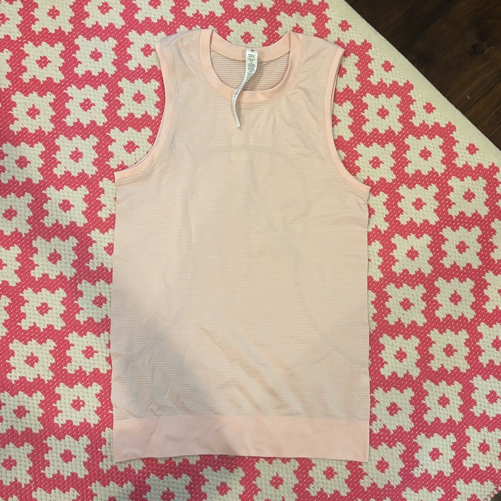 lululemon swiftly tech 2.0 muscle tank in light pink, long length; worn once
